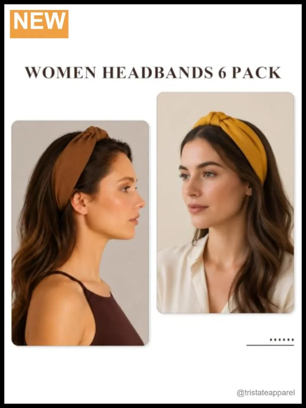 Knotted Twist Top Knot Headbands for Women, 6 Pack, Anti-Slip Soft Fabric, for